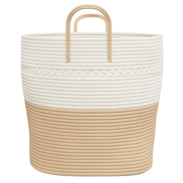 vidaXL opbevaringskurv Ø43x38 cm bomuld beige og hvid
