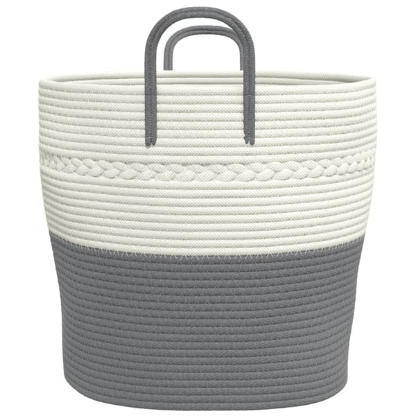 vidaXL opbevaringskurv Ø43x38 cm bomuld grå og hvid