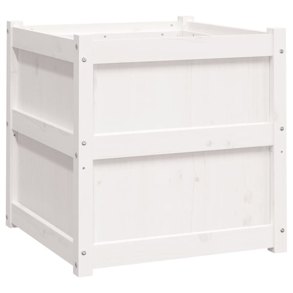 vidaXL plantekasse 60x60x60 cm massivt fyrretræ hvid