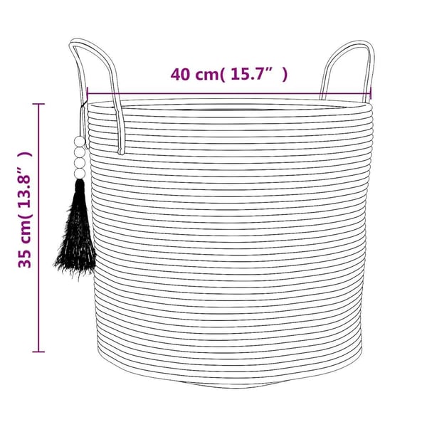 vidaXL Oppbevaringskurv hvit Ø40x35 cm bomull