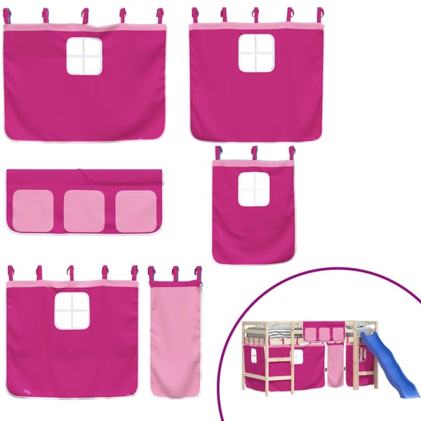 vidaXL Gardiner for køyeseng rosa polyester