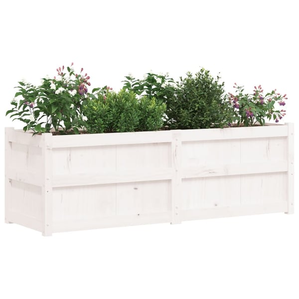 vidaXL plantekasse 150x50x50 cm massivt fyrretræ hvid