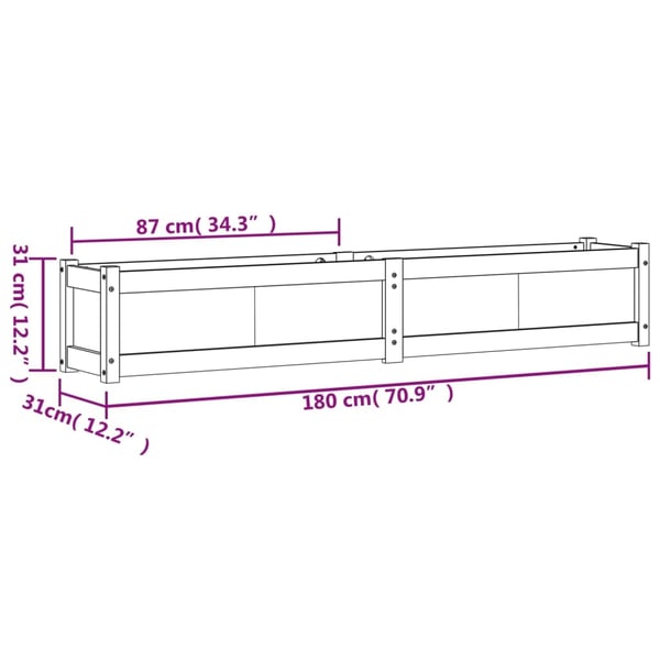 vidaXL Hageplantekasse 180x31x31 cm impregnert furu