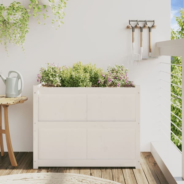 vidaXL plantekasse 90x50x70 cm massivt fyrretræ hvid