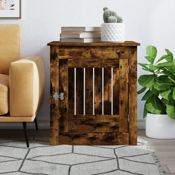 vidaXL hundebur 64,5x80x71 cm konstrueret træ røget egetræsfarve