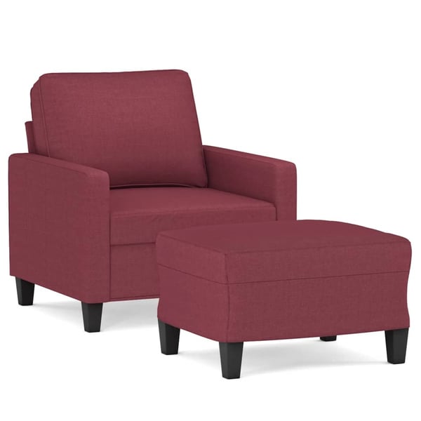 vidaXL sofastol med fodskammel 60 cm stof vinrød