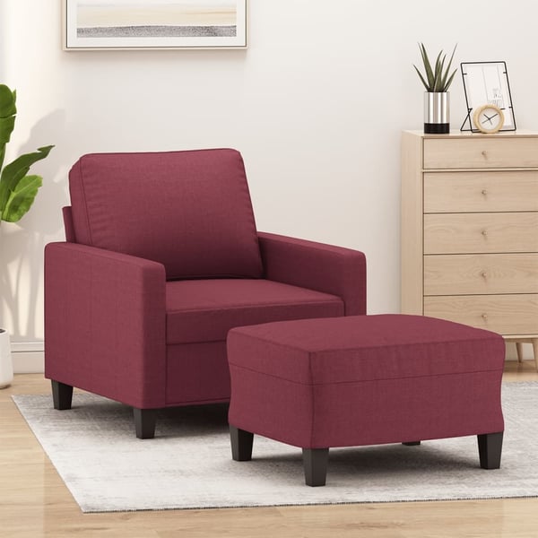 vidaXL sofastol med fodskammel 60 cm stof vinrød