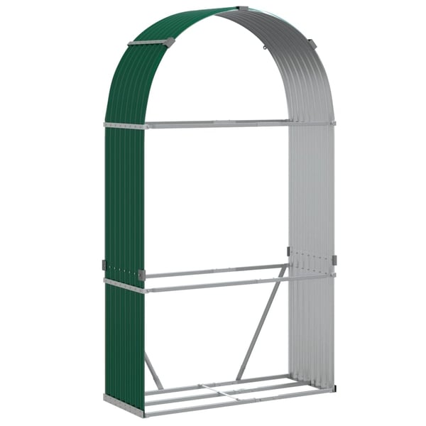vidaXL brændestativ 120x45x210 cm galvaniseret stål grøn