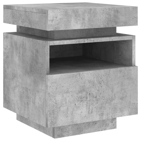 vidaXL Nattbord med LED betonggrå 40x39x48,5 cm
