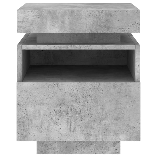 vidaXL Nattbord med LED betonggrå 40x39x48,5 cm