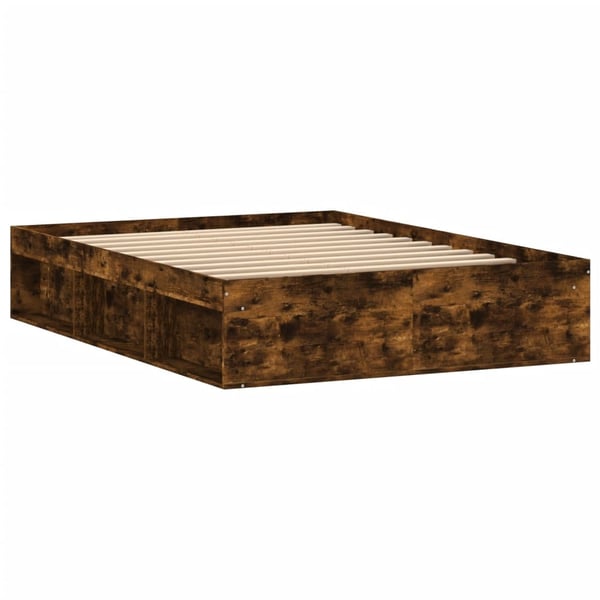 vidaXL Sengeramme røkt eik 135x190 cm