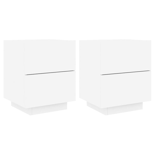 vidaXL Nattbord med LED 2 stk hvit konstruert tre