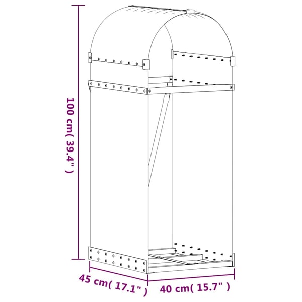 vidaXL brændestativ 40x45x100 cm galvaniseret stål antracitgrå