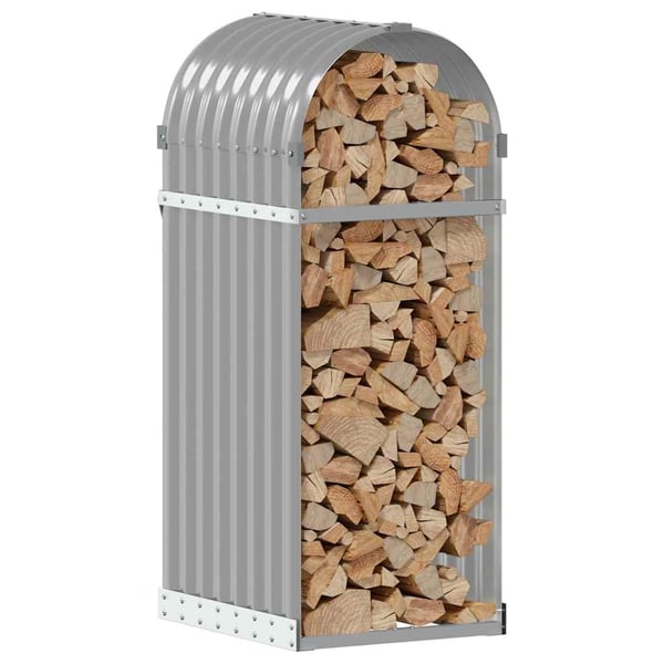 vidaXL brændestativ 40x45x100 cm galvaniseret stål lysegrå