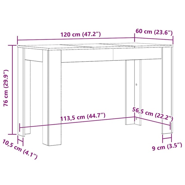 vidaXL Ruokapöytä ruskea tammi 120x60x76 cm tekninen puu