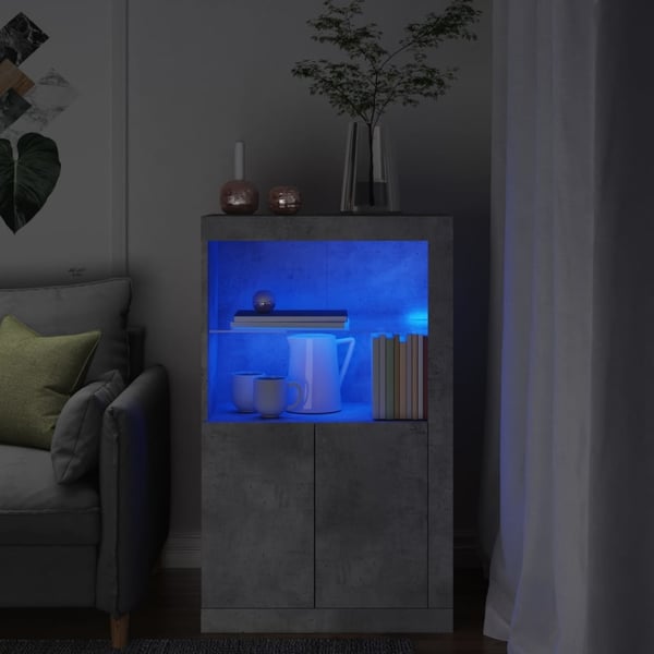 vidaXL skab med LED-lys konstrueret træ betongrå