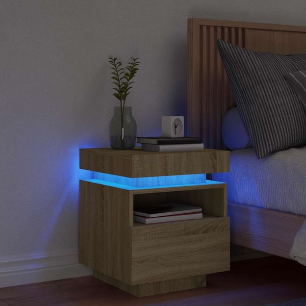 vidaXL Nattbord med LED sonoma eik 40x39x48,5 cm