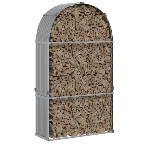 vidaXL brændestativ 120x45x210 cm galvaniseret stål lysegrå