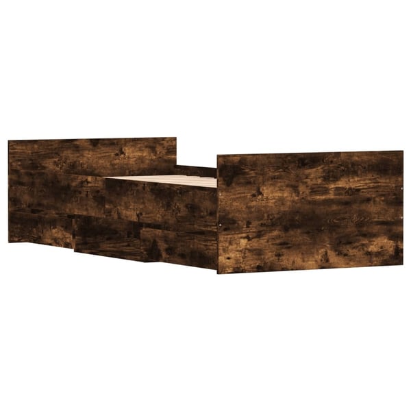 vidaXL Sengeramme med hode- og fotgavl røkt eik 90x190 cm