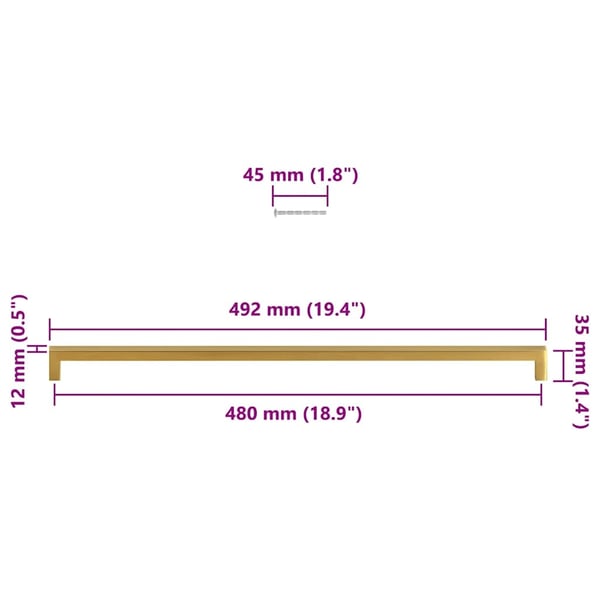 vidaXL Skaphåndtak 5 stk gulv 480 mm rustfritt stål