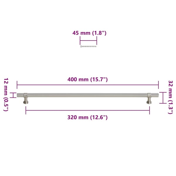 vidaXL skabshåndtag 5 stk. 320 mm rustfrit stål sølvfarvet