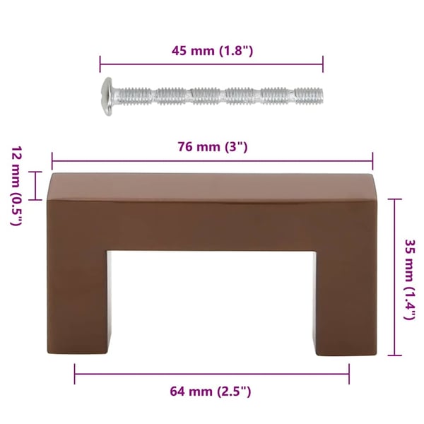 vidaXL skabshåndtag 10 stk. 64 mm rustfrit stål bronzefarvet