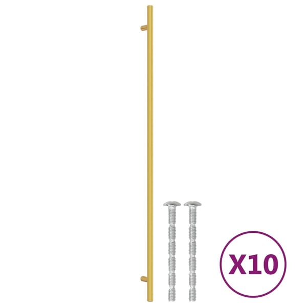 vidaXL skabshåndtag 10 stk.480 mm rustfrit stål guldfarvet