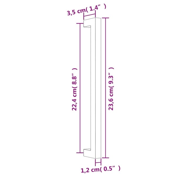 vidaXL skabshåndtag 10 stk. 224 mm rustfrit stål sølvfarvet