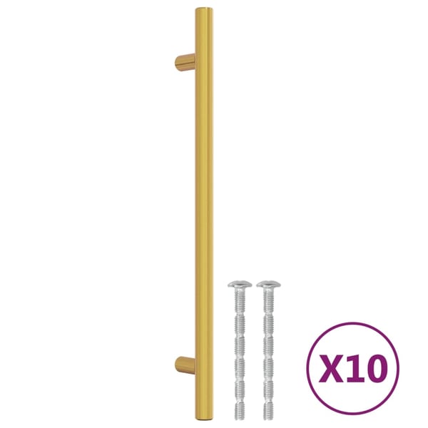 vidaXL skabshåndtag 10 stk. 192 mm rustfrit stål guldfarvet