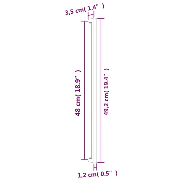 vidaXL skabshåndtag 10 stk. 480 mm rustfrit stål sølvfarvet
