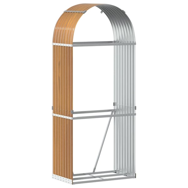 vidaXL brændestativ 80x45x190 cm galvaniseret stål lysebrun