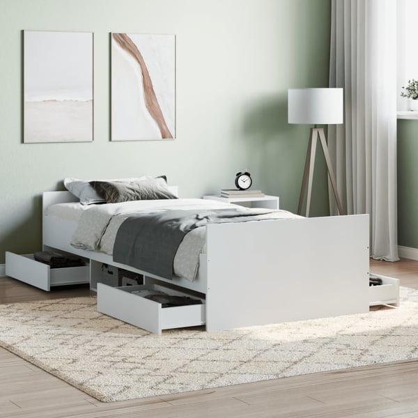 vidaXL Sengeramme med hode- og fotgavl hvit 90x190 cm