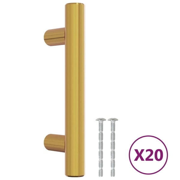 vidaXL skabshåndtag 20 stk. 64 mm rustfrit stål guldfarvet