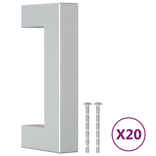 vidaXL skabshåndtag 20 stk. 64 mm rustfrit stål sølvfarvet
