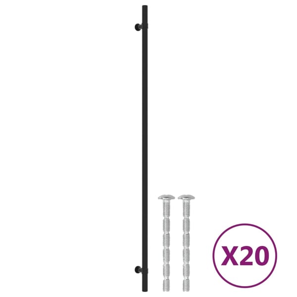 vidaXL skabshåndtag 20 stk. 480 mm rustfrit stål sort