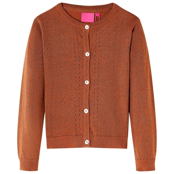 vidaXL Cardigan for barn strikket konjakk 92
