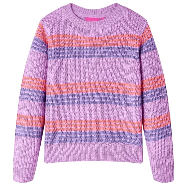 vidaXL Barnegenser stripet strikket lilla og rosa 128