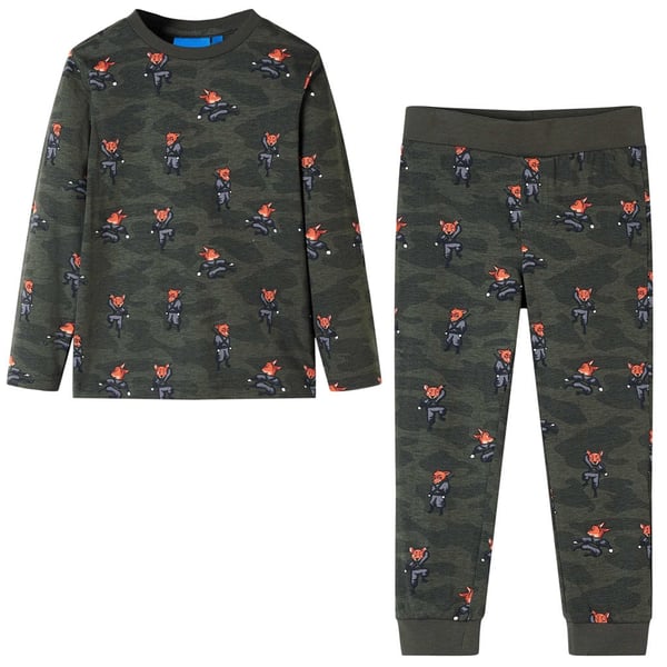 vidaXL Pyjamas for barn med lange ermer kaki 116