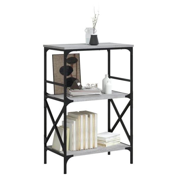 vidaXL bogreol 4 hylder 59x35x90,5 cm konstrueret træ grå sonoma-eg