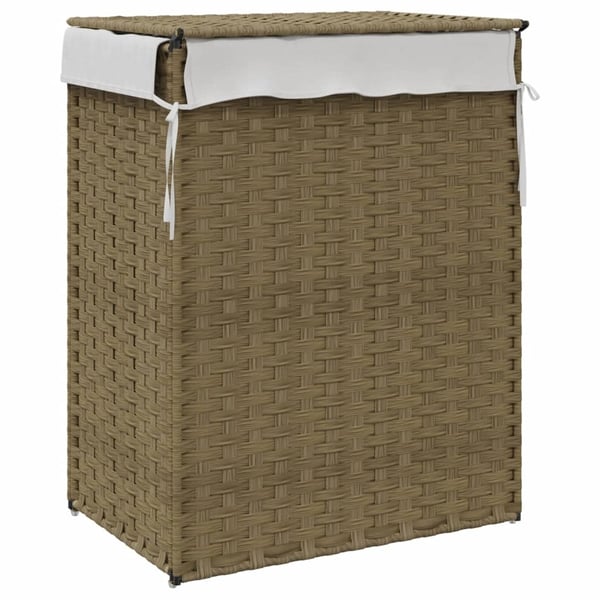 vidaXL vasketøjskurv med låg 46x33x60 cm polyrattan