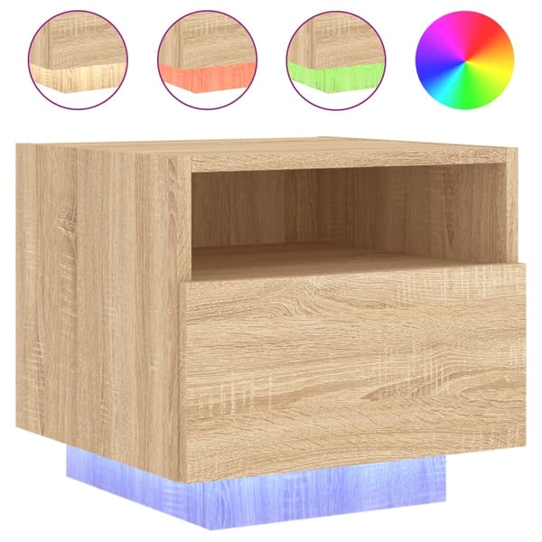 vidaXL Nattbord med LED 2 stk sonoma eik 40x39x37 cm