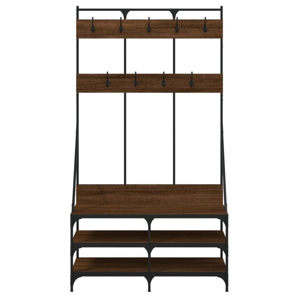 vidaXL Klesstativ med skooppbevaring brun eik 100x40x184 cm