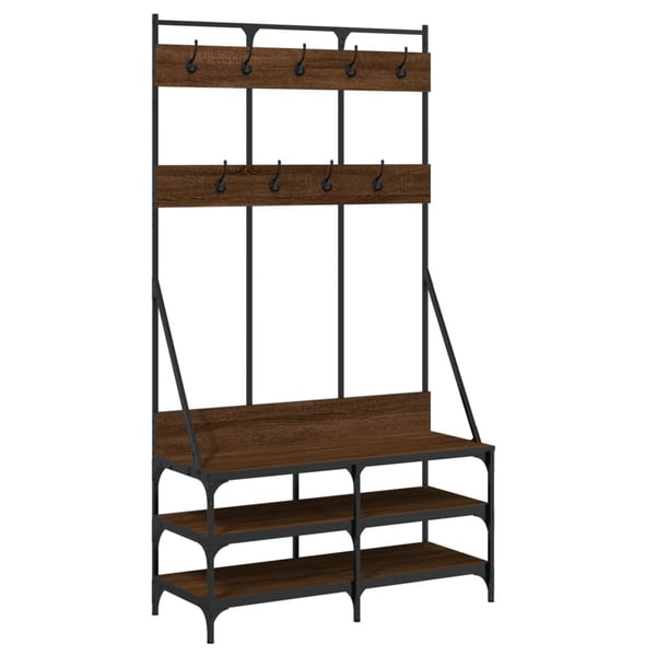 vidaXL Klesstativ med skooppbevaring brun eik 100x40x184 cm