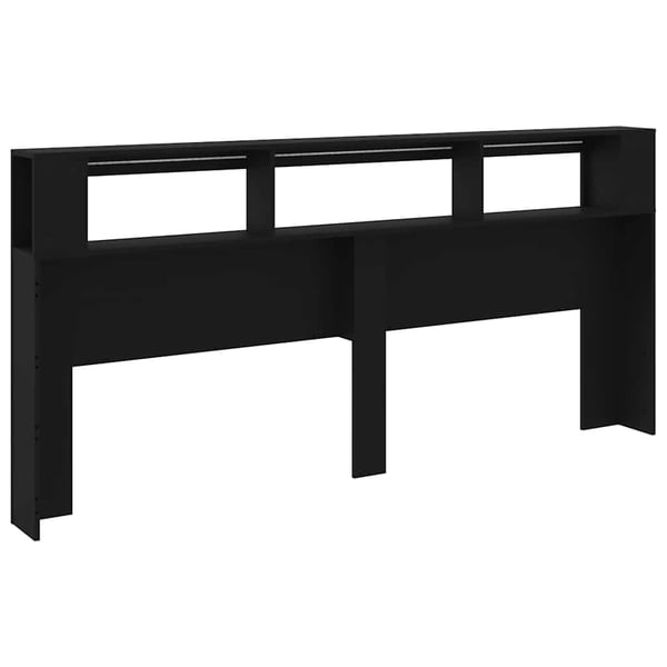 vidaXL Sengegavl med LED svart 220x18,5x103,5 cm konstruert tre
