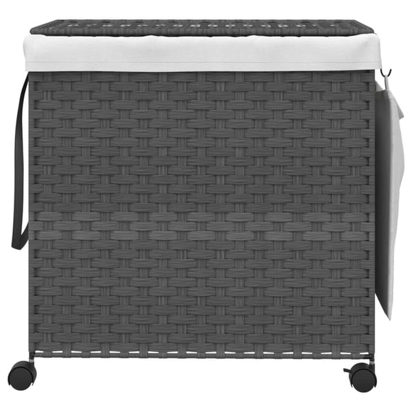vidaXL vasketøjskurv med hjul 60x35x60,5 cm rattan grå