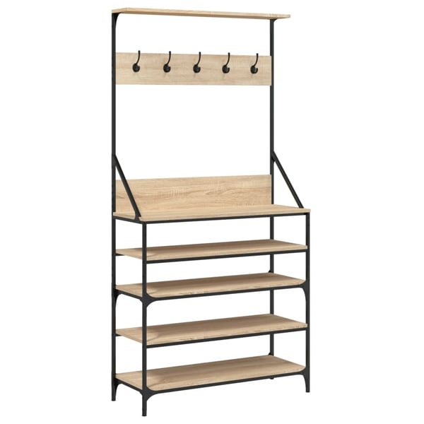 vidaXL tøjstativ med skoopbevaring 90x34x184 cm sonoma-eg