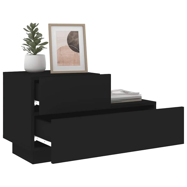 vidaXL sengebord med LED-lys 70x36x40,5 cm sort