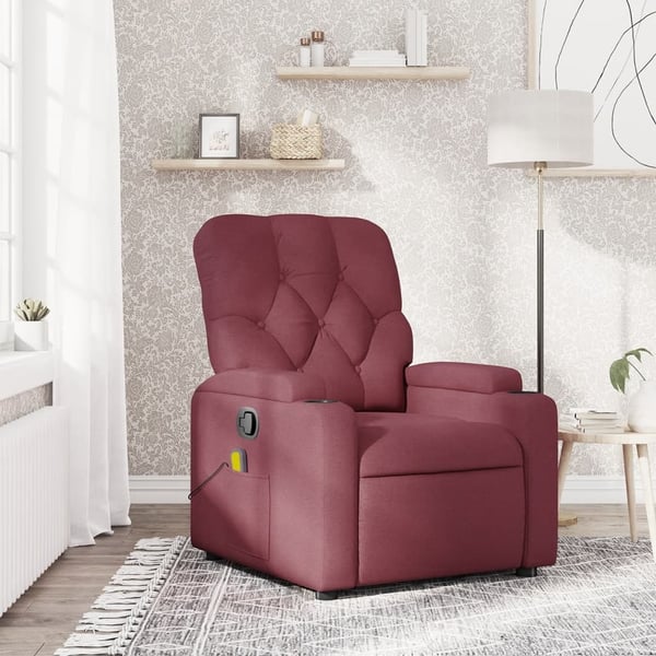 vidaXL massagestol stof vinrød