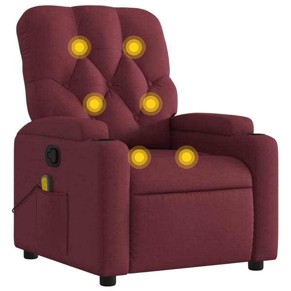 vidaXL massagestol stof vinrød