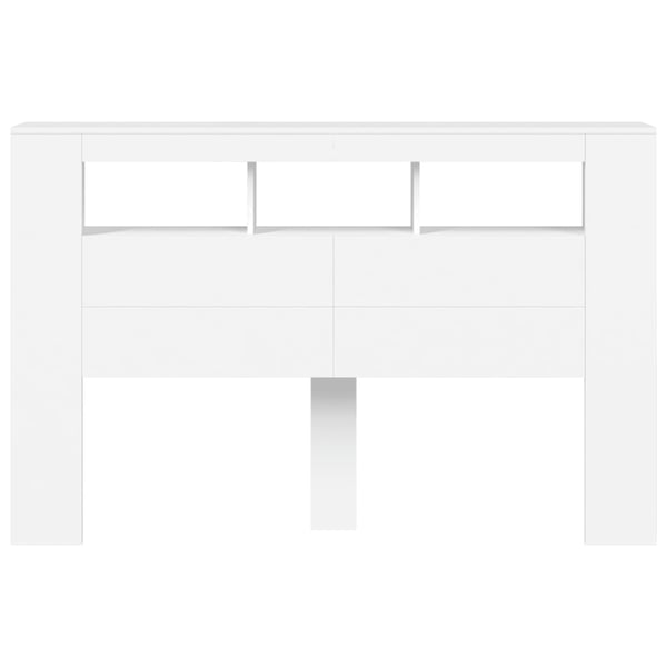 vidaXL Sengegavl med LED hvit 160x18,5x103,5 cm konstruert tre